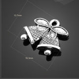 High quality 10 PCS/Lot 16.3mm*13.7mm antique silver plated small metal diy handmade little Christmas bell charms