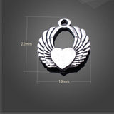 High quality 10 PCS/Lot 19mm*22mm antique silver plated beautiful heart and wings charms