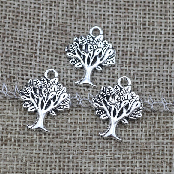 High quality 10 PCS/Lot 20.8mm*15.9mm DIY Accessories Antique Silver plated Lucky Peace Tree Charm For Jewelry Making