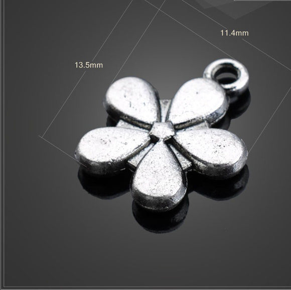 High quality 20 PCS/Lot 13.5mm*11.4mm antique silver plated jewelry handmade small flowers charms for jewelry making