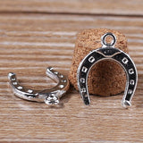 High quality 20 PCS/Lot 13mm*17mm jewelry handmade bright silver plated diy jewelry charm lucky horseshoe charms