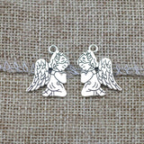 High quality 20 PCS/Lot 17.7mm*23.6mm alloy antique silver plated jewelry handmade Christian pray angel charms