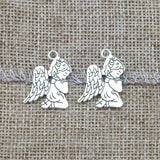 High quality 20 PCS/Lot 17.7mm*23.6mm alloy antique silver plated jewelry handmade Christian pray angel charms