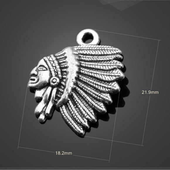 High quality 20 PCS/Lot 18.2mm*21.9mm antique silver plated religious tribal chiefs head charms