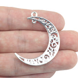 High quality 20 PCS/Lot 31mm*9mm jewelry handmade silver plated shiny silver moon charms diy charm