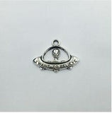 High quality 20 PCS/Lot 36mm*10mm jewelry handmade silver plated bright Metal Alien UFO charms For Jewelry Making