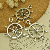 Hot Selling 100 Pieces/Lot 27mm*23mm Antique Silver Plated Boat Helm Rudder Charms