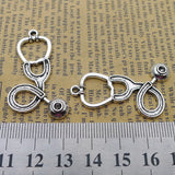 20PCS  Antique Stethoscope Charm Pendant, 2 Sided Medical Charm, Doctor