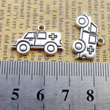 Newest 10 Pieces 14*22mm Mixed Alloy Antique Silver Color Ambulance Charms Keychain Pendant Accessory For DIY Jewelry Making