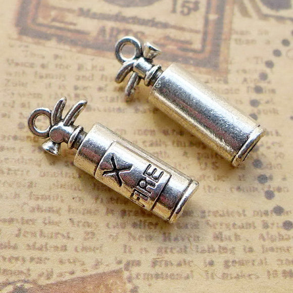 Newest 10 Pieces 7*22mm Mixed Alloy Antique Silver Color Fire Extinguisher Charms Pendant Accessory For DIY Jewelry Making