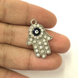 Newest 10 Pieces/Lot 21mm*31mm Beautiful Religious Gold color Enamel Crystal Evil Eye Hand Hamsa Charms