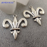 Newest 10 Pieces/Lot 29mm*34mm Antique Silver Plated Fleur De lis Charms