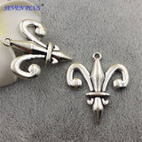 Newest 10 Pieces/Lot 29mm*34mm Antique Silver Plated Fleur De lis Charms