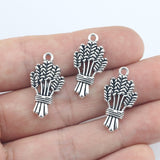 Newest 10Pieces 13*21mm Mixed Alloy Antique Silver Color Wheat Flower Charms Earrings Pendant Accessory For DIY Jewelry Making