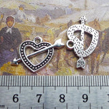 Newest 10Pieces 16*25mm Mixed Alloy Antique Silver Color Heart Arrow Charms Bracelet Pendant Accessory For DIY Jewelry Making