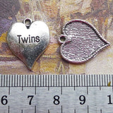 Newest 10Pieces 17*21mm Mixed Alloy Antique Silver Color Twins Heart Charms Necklace Pendant Accessory For DIY Jewelry Making