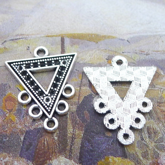Newest 10Pieces 20*25mm Mixed Alloy Antique Silver Color Triangle Charms Earring Pendant Accessory For DIY Jewelry Making