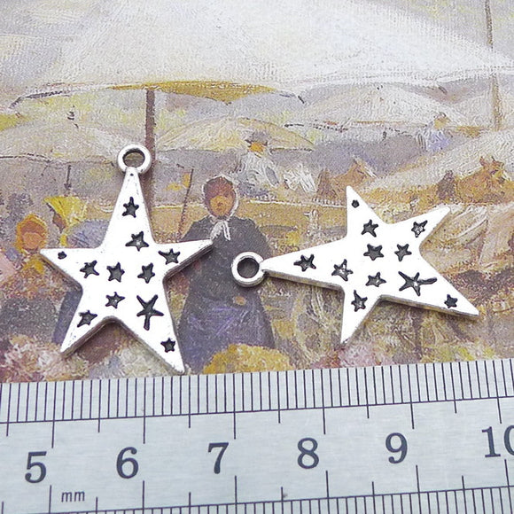 10Pieces 20*30mm Mixed Alloy Antique Silver Color Stars Charms Necklace Earring Pendant Accessory For DIY Jewelry Making ef4761