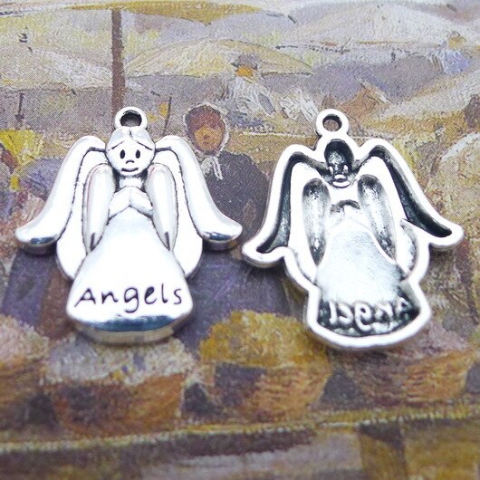 Newest 10Pieces 21*24mm Mixed Alloy Antique Silver Color Angel Charms Necklace Bracelet Pendant Accessory For DIY Jewelry Making