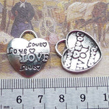 Newest 10Pieces 25*20mm Mixed Alloy Antique Silver Color Heart Letter Charms Necklace Pendant Accessory For DIY Jewelry Making