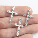 Newest 10Pieces 27*17mm Zinc Alloy Antique Silver Color Pretty Cross Charms Necklace Pendant Accessory For DIY Jewelry Handcraft