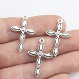Newest 10Pieces 27*17mm Zinc Alloy Antique Silver Color Pretty Cross Charms Necklace Pendant Accessory For DIY Jewelry Handcraft