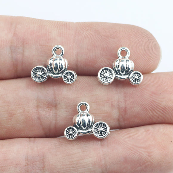 Newest 12Pieces 12*13mm Antique Silver Plated Pumpkin Cart Charms Necklace Earrings Pendant Wicca Charms For Jewelry Making
