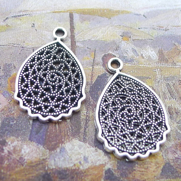 Newest 12Pieces 25*16mm Mixed Alloy Antique Silver Color Water Drop Charms Earring Pendant Accessory For DIY Jewelry Making