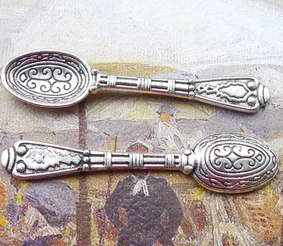 Newest 15Pieces 10*44mm Mixed Alloy Antique Silver Color Spoon Charms Keychain Bracelet Pendant Accessory For DIY Jewelry Making