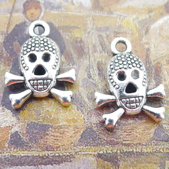 Newest 15Pieces 13*17mm Mixed Alloy Antique Silver Color Skull Wicca Charms Earrings Pendant Accessory For DIY Jewelry Making
