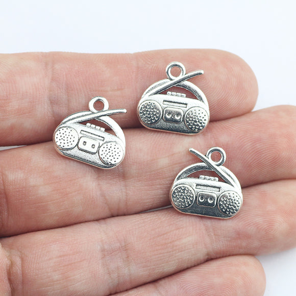 15Pieces 15*15mm Zinc Alloy Antique Silver Color Radio Charms Necklace Pendant Accessory For DIY Jewelry Handcraft EF4677