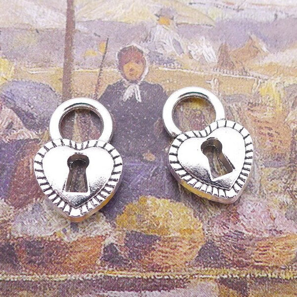 Newest 15Pieces 17*12mm Zinc Alloy Antique Silver Color Heart Lock Charms Necklace Pendant Accessory For DIY Jewelry Making