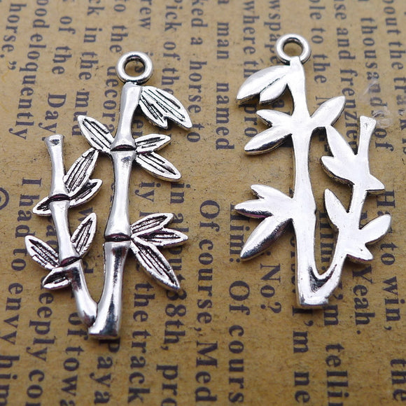 Newest 20Pcs 15*29mm Antique Silver Color Bamboo Branch Charms Fashion Necklace Pendant Accessory Charms For Jewelry Making