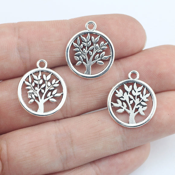Newest 20Pcs 17*20mm Antique Silver Color Hollow Tree Wicca Charms Necklace Earrings Pendant For DIY Jewelry Making Wholesale