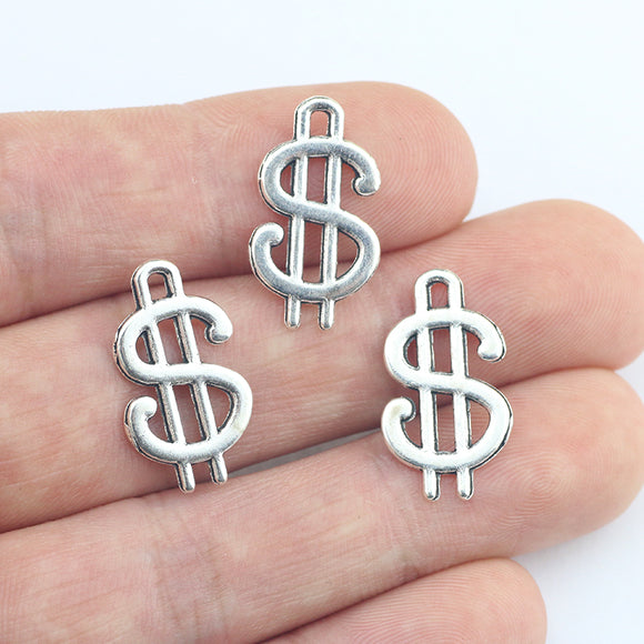 Newest 20Pieces 12*21mm Antique Silver Color Dollars Charm Keychain Necklace Pendant Accessory Charms For DIY Jewelry Making