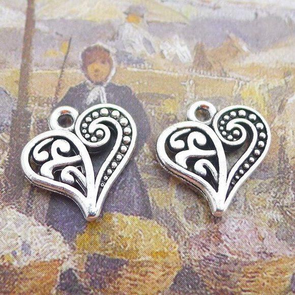 Newest 20Pieces 14*14mm Mixed Alloy Antique Silver Color Heart Charms Bracelet Earrings Pendant Accessory For DIY Jewelry Making
