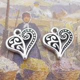 Newest 20Pieces 14*14mm Mixed Alloy Antique Silver Color Heart Charms Bracelet Earrings Pendant Accessory For DIY Jewelry Making