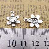 Newest 20Pieces 14*18mm Zinc Alloy Antique Silver Color Smile Flower Charms Necklace Pendant Accessory For DIY Jewelry Handcraft