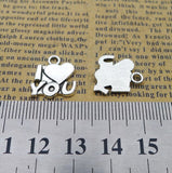 Newest 20Pieces 15*16mm Mixed Alloy Antique Silver Color I Love U Letter Charms Fashion Pendant Necklace For DIY Jewelry Making