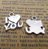 Newest 20Pieces 15*16mm Mixed Alloy Antique Silver Color I Love U Letter Charms Fashion Pendant Necklace For DIY Jewelry Making