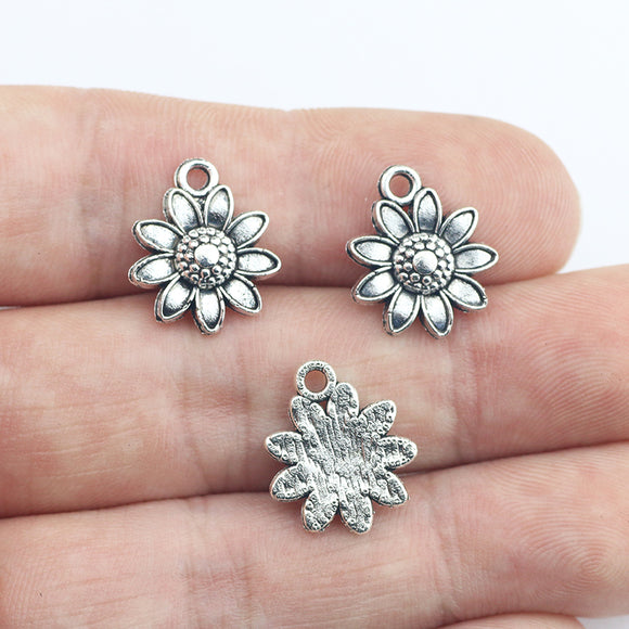 Newest 20Pieces 16*13mm Zinc Alloy Antique Silver Color Flower Charms Necklace Pendant Accessory For DIY Jewelry Handcraft