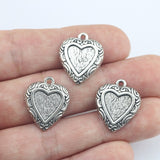 Newest 20Pieces 17*20mm Mixed Alloy Antique Silver Color Pretty Heart Charms Necklace Pendant Accessory For DIY Jewelry Making