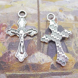 Newest 20Pieces 17*30mm Mixed Alloy Antique Silver Color Cross Wicca Charms Keychain Pendant Accessory For DIY Jewelry Making