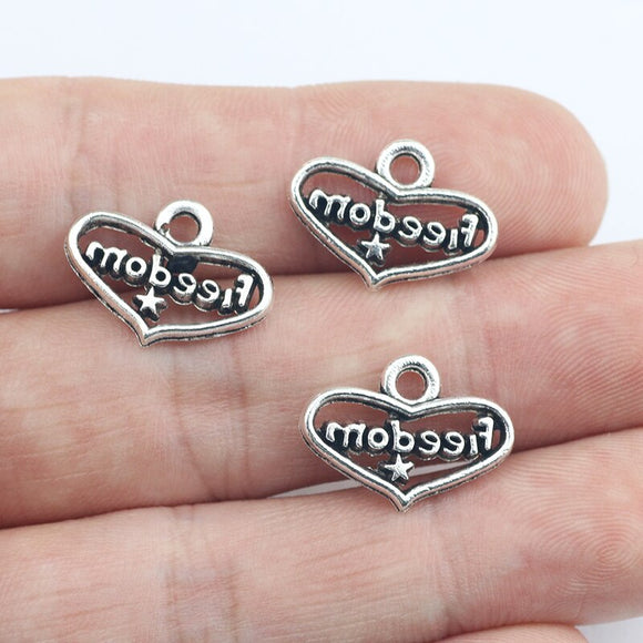 Newest 20Pieces 21*17mm Zinc Alloy Antique Silver Color Heart Letter Charms Necklace Pendant Accessory For DIY Jewelry Handcraft