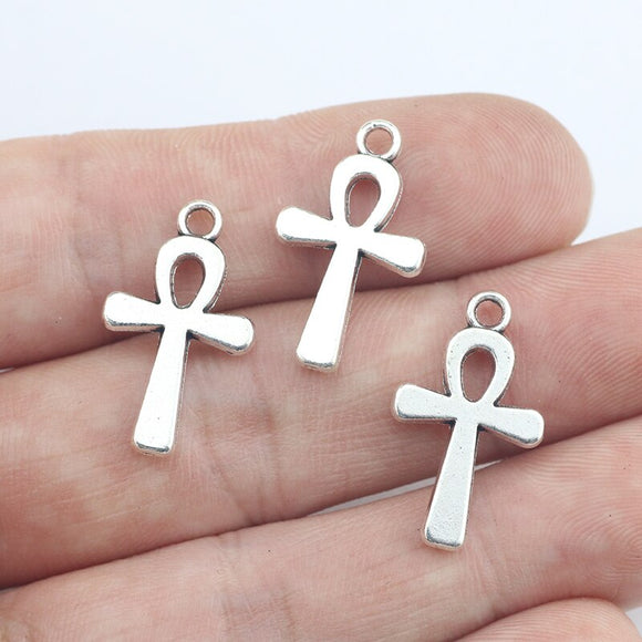 Newest 20Pieces 22*13mm Mixed Alloy Antique Silver Color Cross Charms Earrings Necklace Pendant Accessory For DIY Jewelry Making