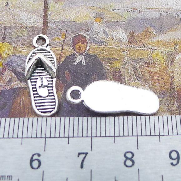 Newest 20Pieces 8*21mm Mixed Alloy Antique Silver Color Slipper Charms Keychain Pendant Accessory For DIY Jewelry Making