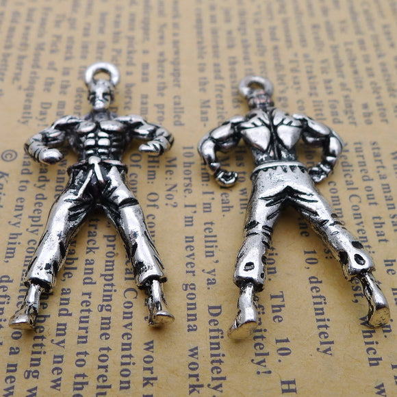 Newest 2Pcs 23*47mm Antique Silver Plated Alloy Man Of Unusual Strength Charms Pendant Accessories Charms For Diy Jewelry Making