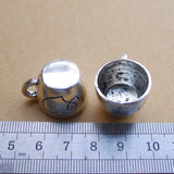 Newest 2Pieces 20*25mm Mixed Alloy Antique Silver Color Heart Cup Charms Keychain Pendant Accessory For DIY Jewelry Making