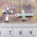 Newest 30Pieces 12*21mm Mixed Alloy Antique Silver Color Cross Wicca Charms Necklace Pendant Accessory For DIY Jewelry Making