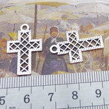 Newest 30Pieces 16*25mm Mixed Alloy Antique Silver Color Cross Charms Reticulation Pendant Accessory For DIY Jewelry Making